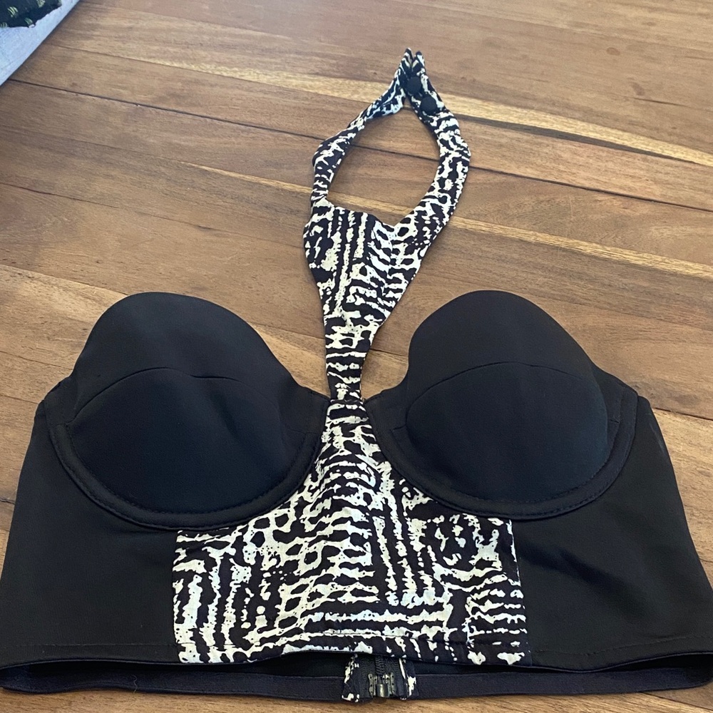 ASOS Black and White Patterned Halter Bra